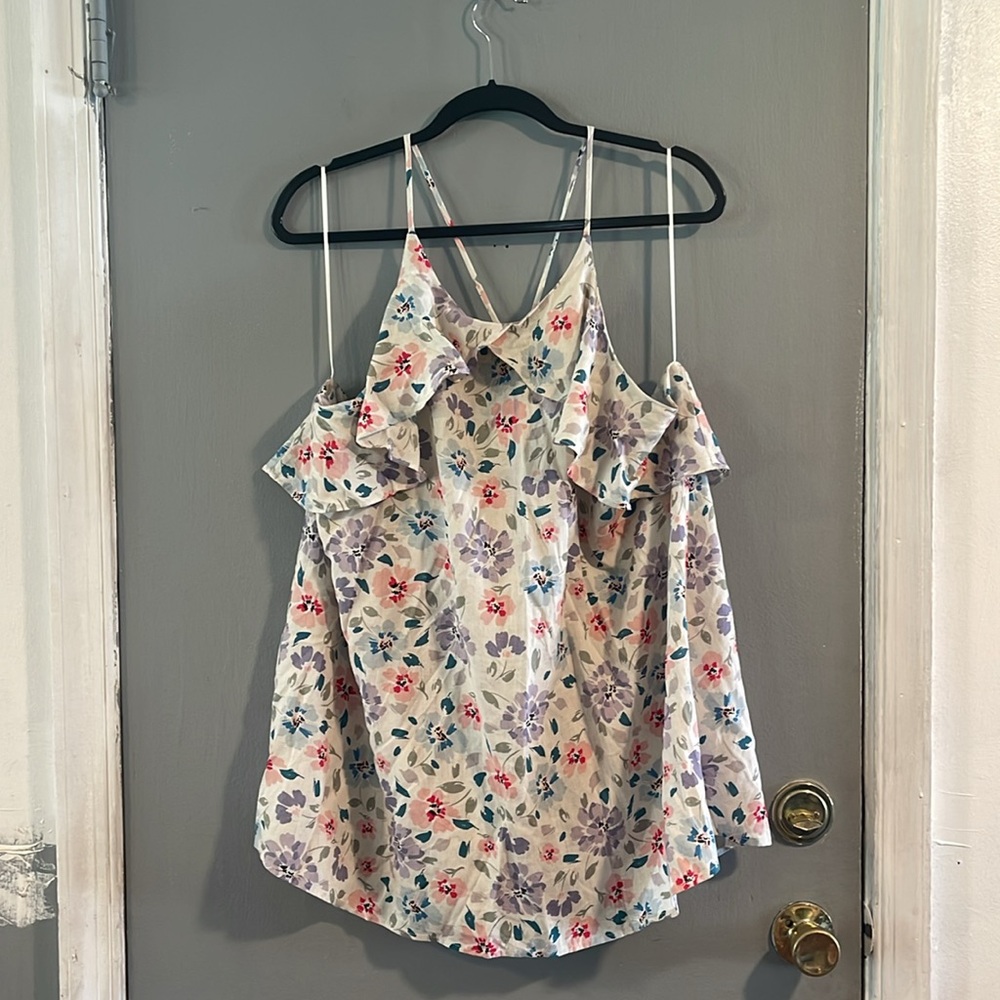 Renee C Floral Spaghetti Strap Top Size 3X